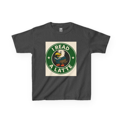 Funny Coffee Lover T-Shirt – “I Read A Latte” Bookworm Eagle Tee for Readers & Caffeine Fans