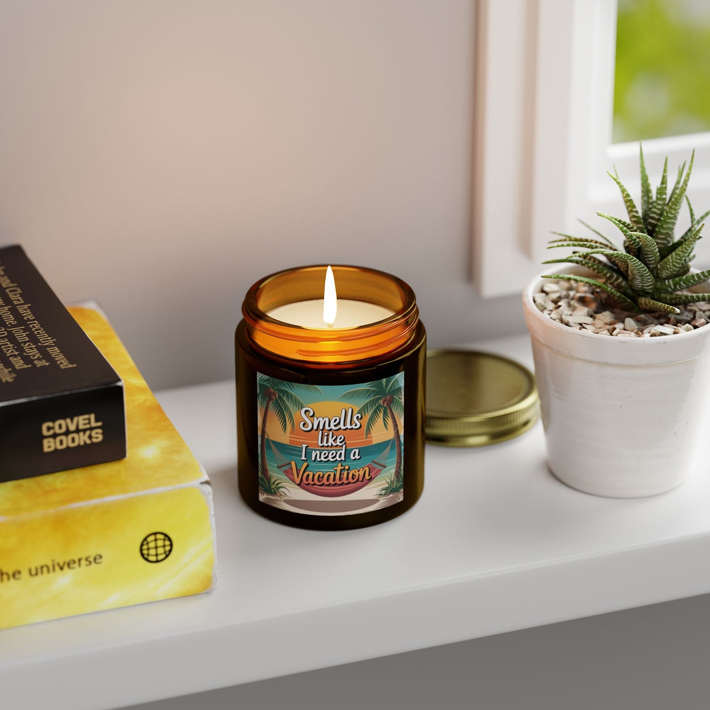 Vacation Vibe Scented Candle - Tropical Coconut Apricot Wax, Ideal for Relaxation, Gift for Her, Home Decor, Beach Lovers