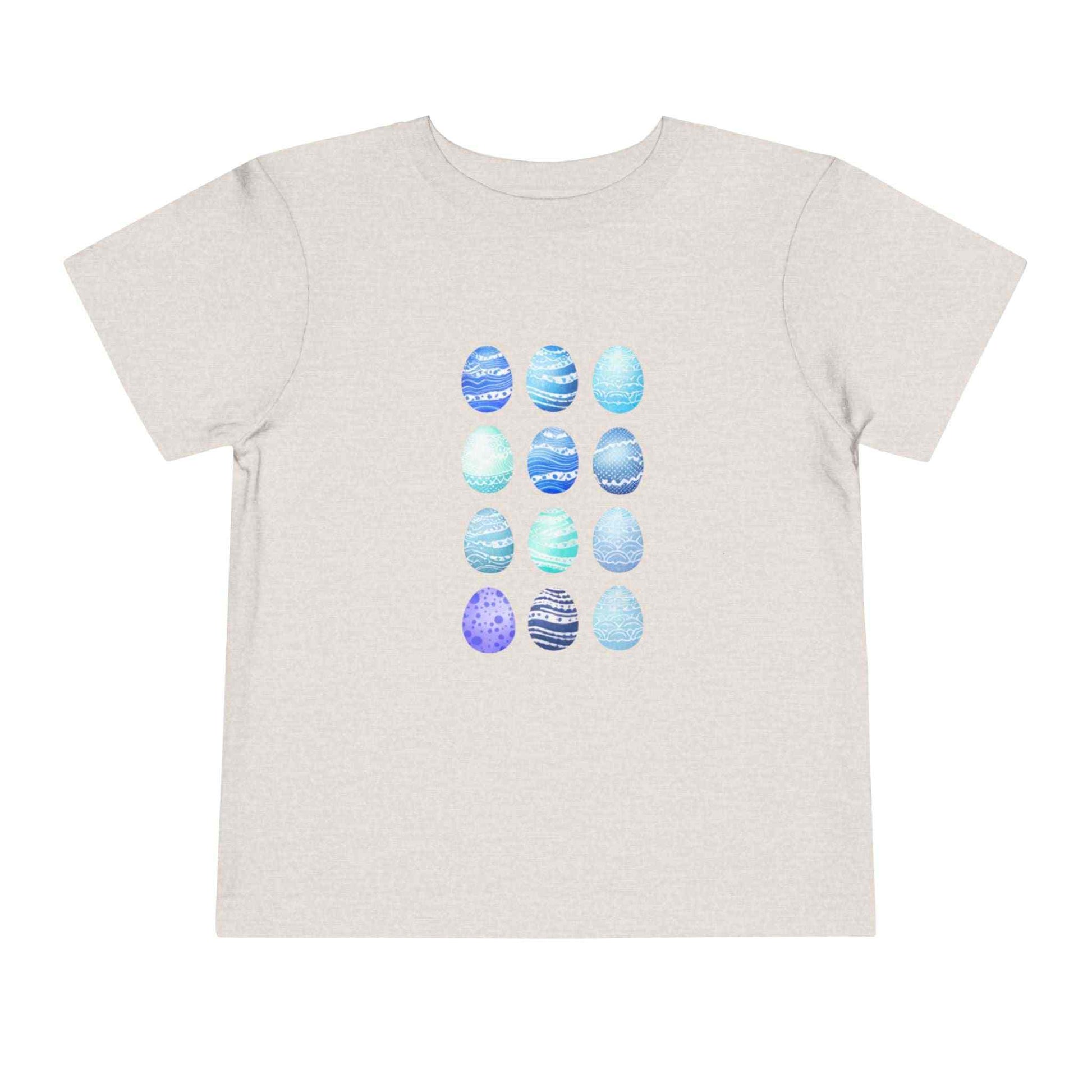 Blue watercolor Easter eggs toddler tee for boys, soft breathable cotton shirt
