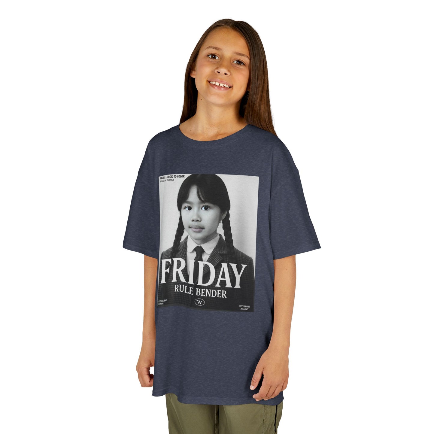 Custom “Friday Rule Bender” T-Shirt — Personalized Face Tee | Dark Academia Kawaii | Aesthetic Y2K Outfit | Halloween Cute Creepy Vibes | Custom Day of the Week Shirt