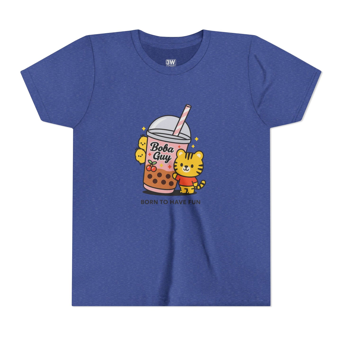 Kawaii Tiger Boba Tee – “Born to Have Fun” | Cute Boba Shirt | Y2K Kawaii Aesthetic | K-Pop Core Outfit | Bubble Tea Lover Gift | Trendy Graphic T-Shirt