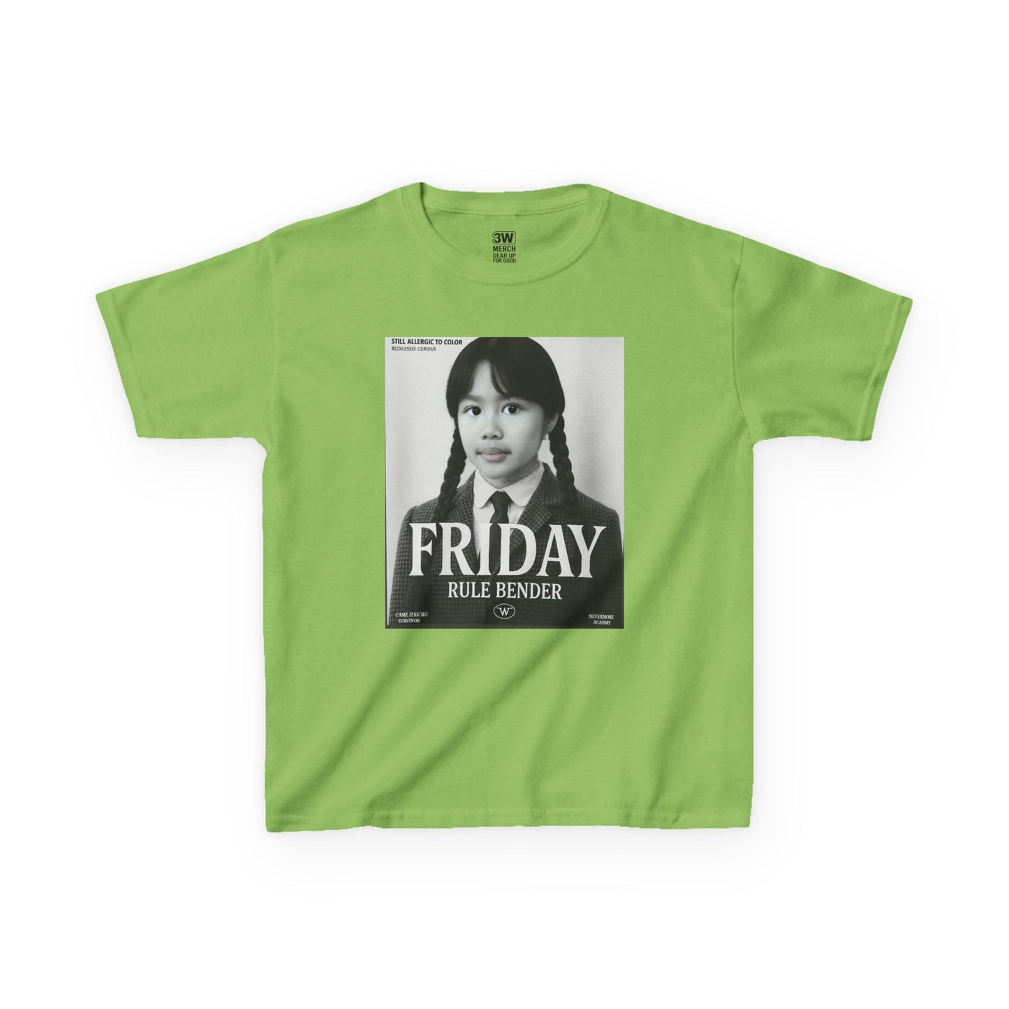 Custom “Friday Rule Bender” T-Shirt — Personalized Face Tee | Dark Academia Kawaii | Aesthetic Y2K Outfit | Halloween Cute Creepy Vibes | Custom Day of the Week Shirt