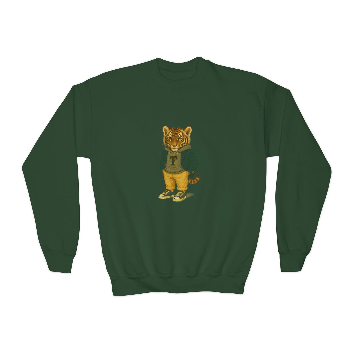 Youth Lion Graphic Crewneck Sweatshirt, Cute Animal Apparel, Kids Casual Wear, Gifts for Young Animal Lovers, Fun & Playful Outfit