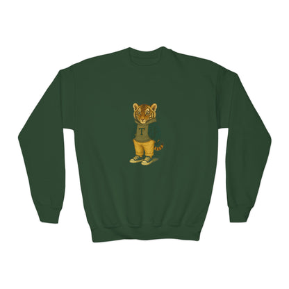 Youth Lion Graphic Crewneck Sweatshirt, Cute Animal Apparel, Kids Casual Wear, Gifts for Young Animal Lovers, Fun & Playful Outfit