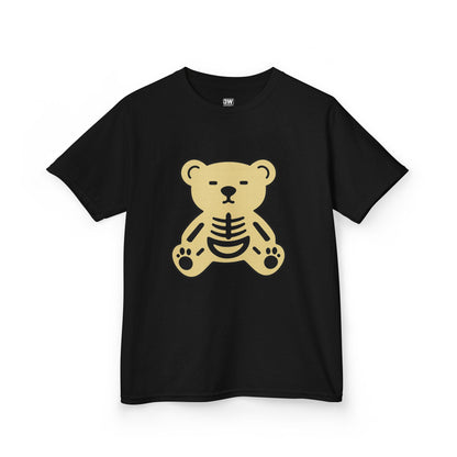 Halloween Skeleton Bear Kids Tee, Cute Graphic Tee, Halloween Costume Shirt, Birthday Gift for Kids, Fun Toddler Apparel