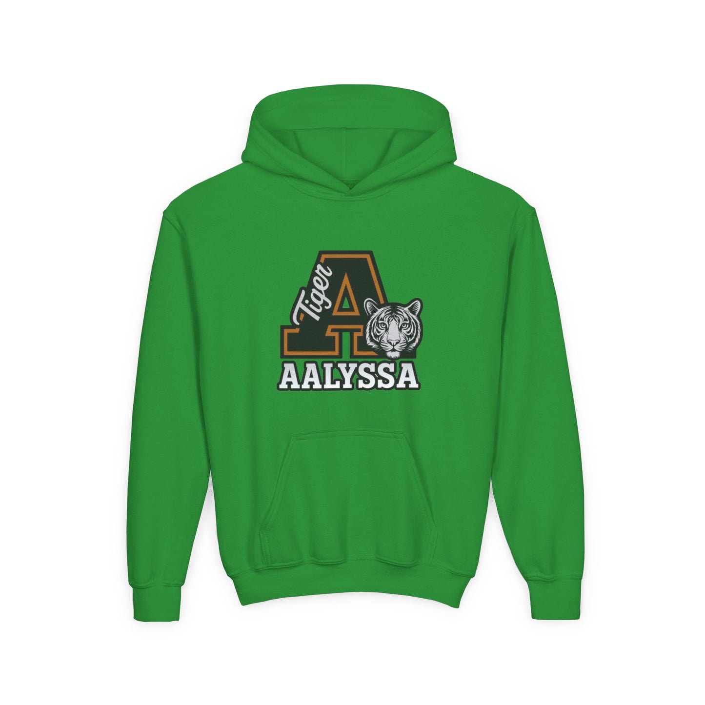 Customizable Big A - Youth Heavy Blend Hooded Sweatshirt - Tiger Theme - Customizable/ Personalize