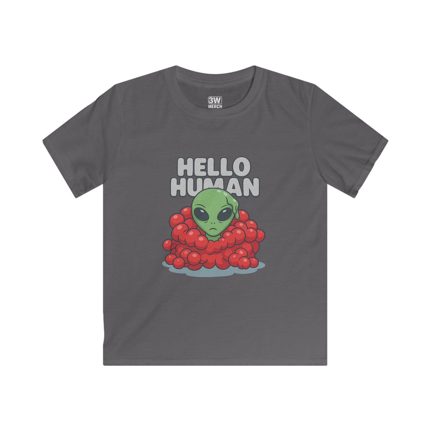 Hello Human Alien Halloween Shirt Spooky UFO Graphic Tee, Funny Sci Fi Costume Top, Creepy Cute Alien T-Shirt