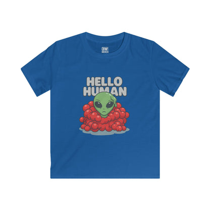 Hello Human Alien Halloween Shirt Spooky UFO Graphic Tee, Funny Sci Fi Costume Top, Creepy Cute Alien T-Shirt
