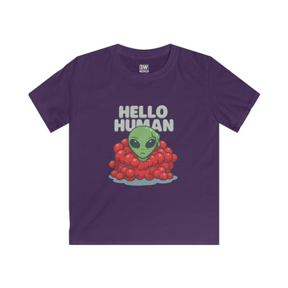 Hello Human Alien Halloween Shirt Spooky UFO Graphic Tee, Funny Sci Fi Costume Top, Creepy Cute Alien T-Shirt