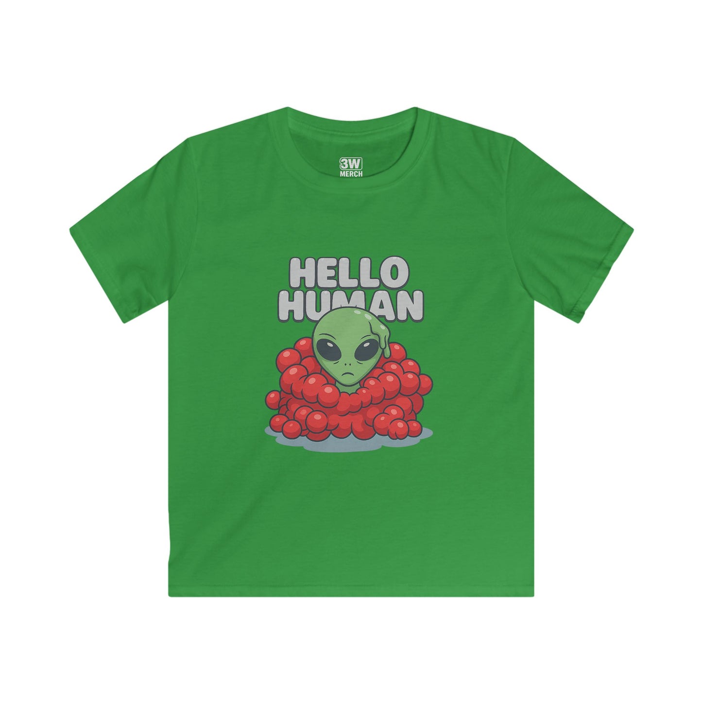 Hello Human Alien Halloween Shirt Spooky UFO Graphic Tee, Funny Sci Fi Costume Top, Creepy Cute Alien T-Shirt
