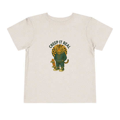 Cute Toddler Short Sleeve Tee with Tiger 'Creep It Real' Design, Kids' Summer Shirt, Halloween Outfit, Everyday Wear, Gift for Toddlers