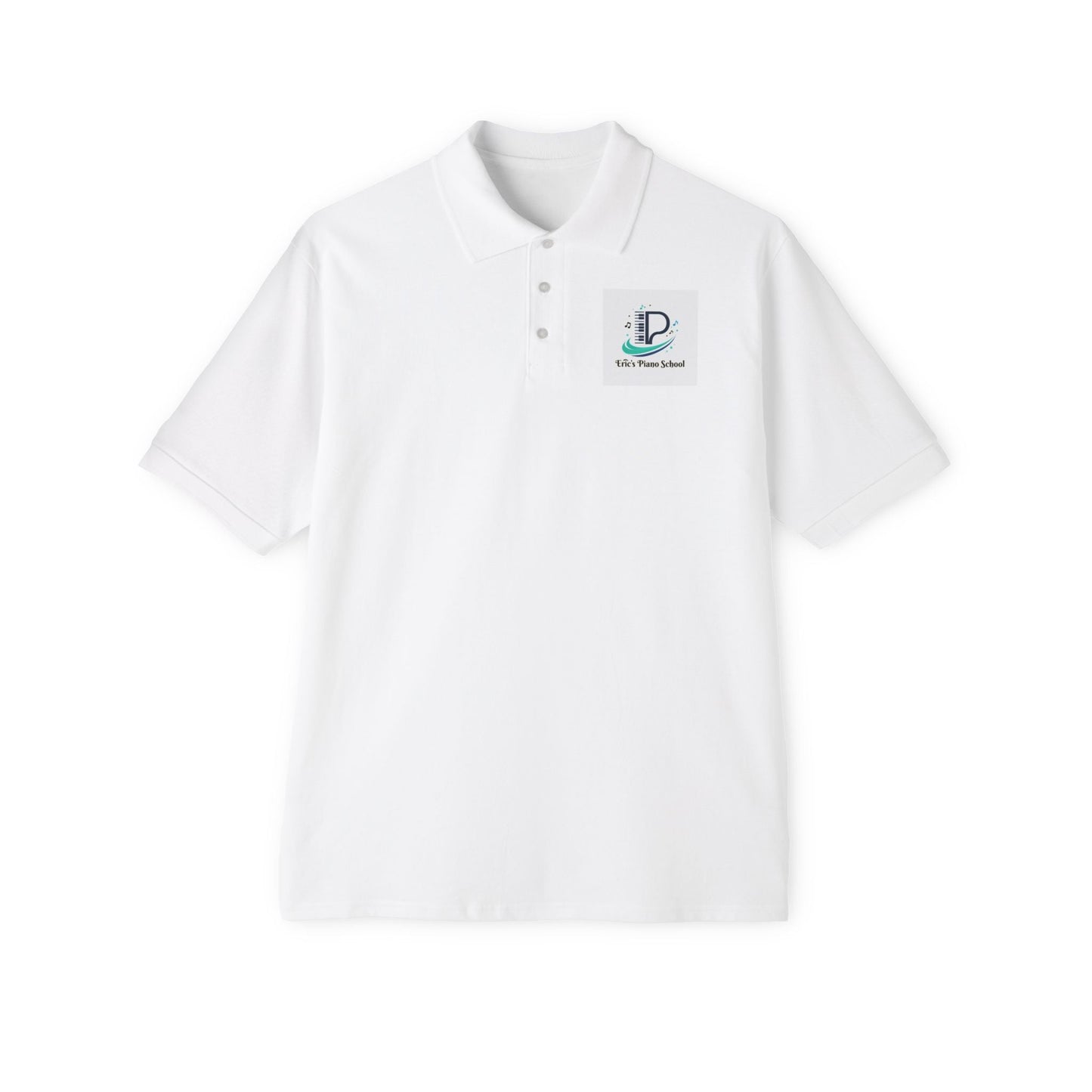 Men's custom piqué polo shirt with Coastal Coffee logo embroidered on chest