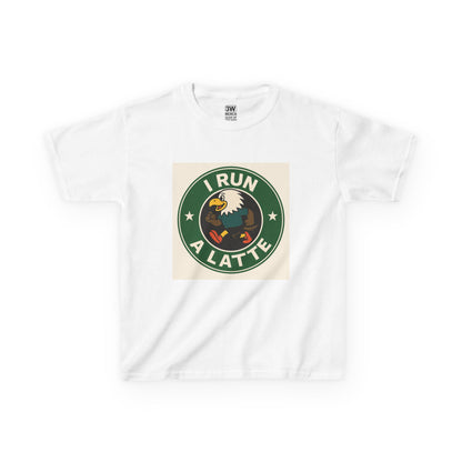 I Run a Latte Shirt – Funny Running Eagle Coffee Lover Tee, Marathon Runner Gift, Fitness & Caffeine Humor Top