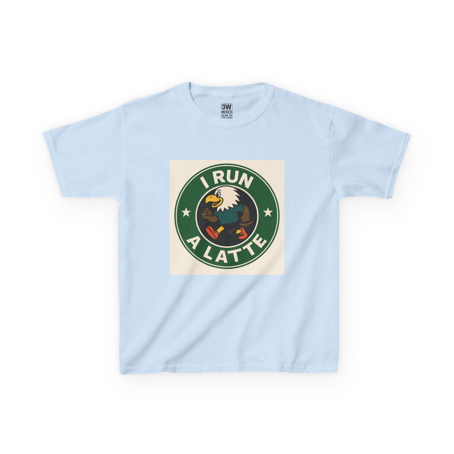 I Run a Latte Shirt – Funny Running Eagle Coffee Lover Tee, Marathon Runner Gift, Fitness & Caffeine Humor Top