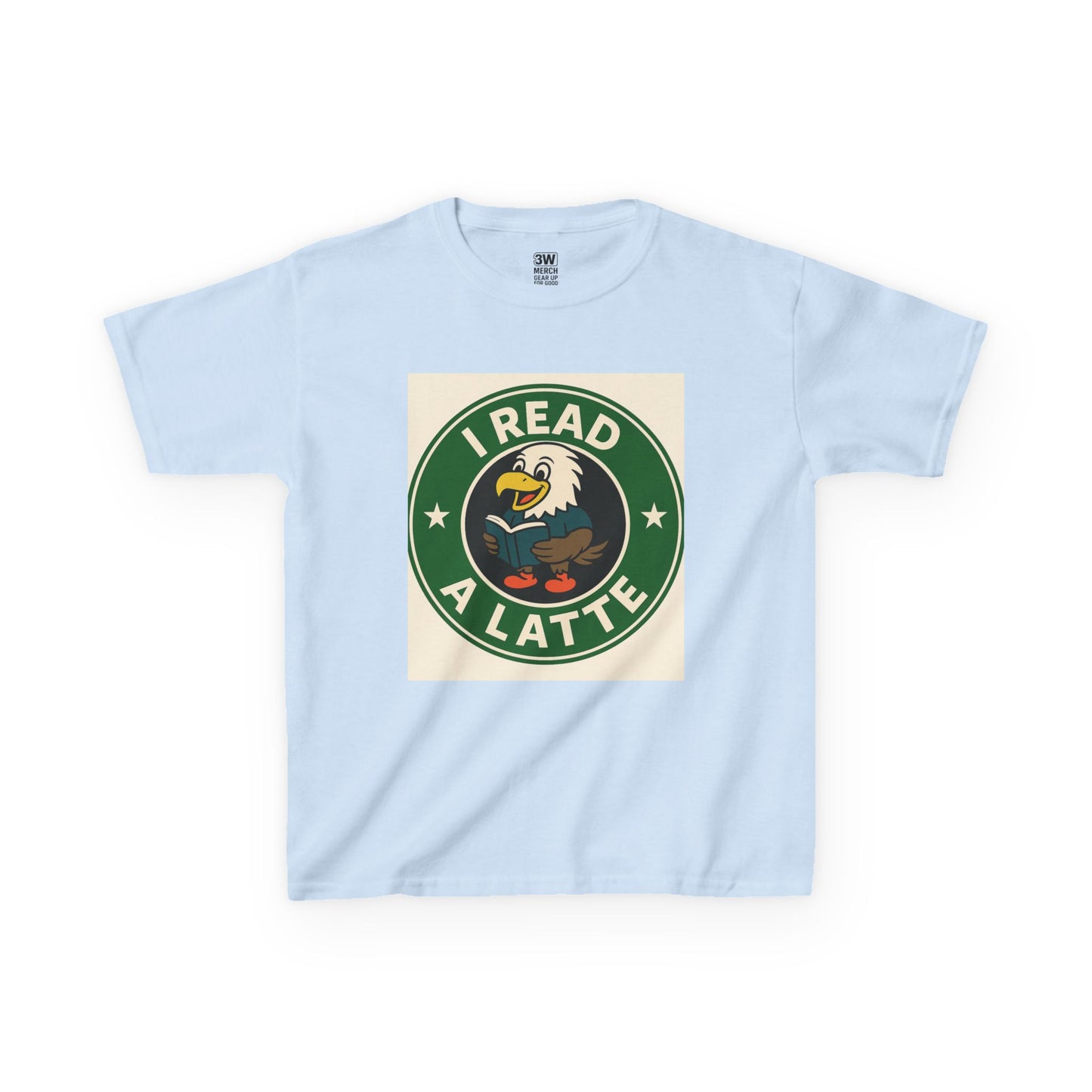 Funny Coffee Lover T-Shirt – “I Read A Latte” Bookworm Eagle Tee for Readers & Caffeine Fans