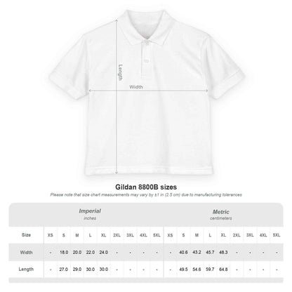 Youth polo shirt with small school logo in breathable DryBlend fabric