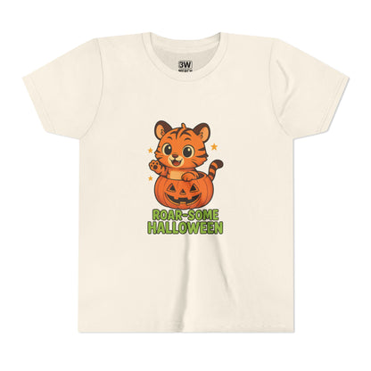 Roar-some Halloween Youth Tee | Fun Kids' Shirt for Halloween Parties, Trick-or-Treating, Costume Events, Autumn Wear, Gift Ideas, Motivation T-shirts