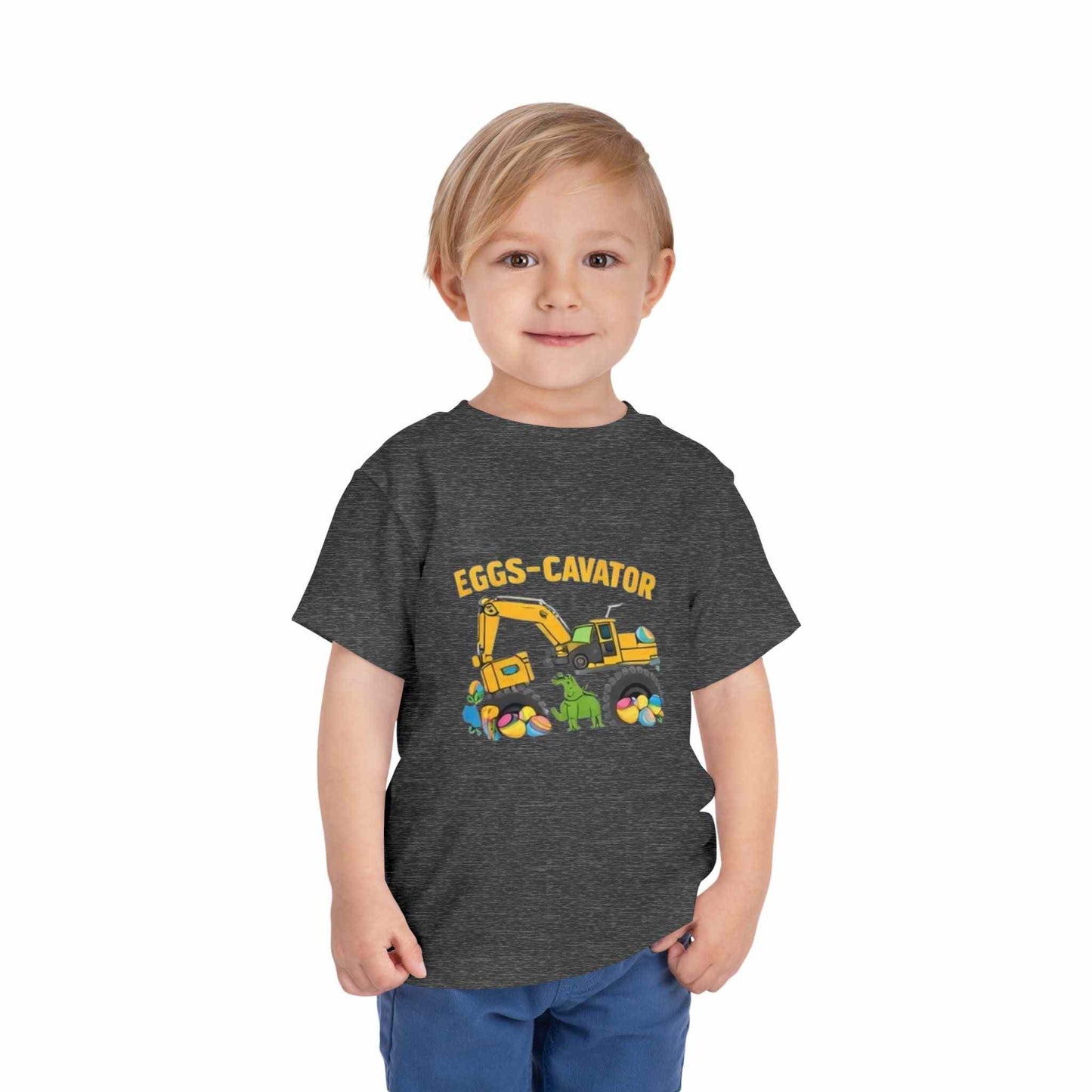 Toddler Easter shirt with cute Eggs-cavator excavator and colorful Easter eggs design