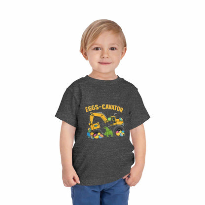 Toddler Easter shirt with cute Eggs-cavator excavator and colorful Easter eggs design