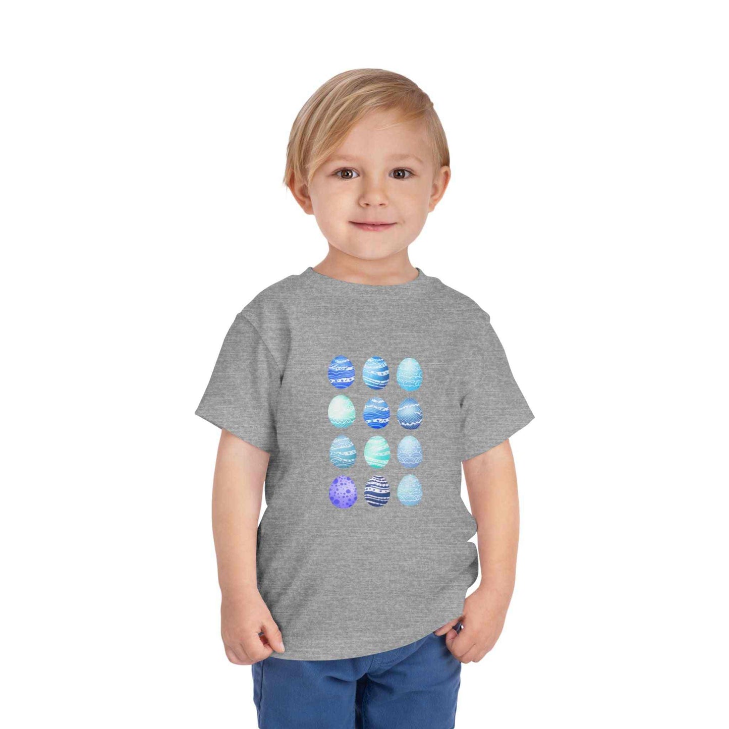 Blue watercolor Easter eggs boy toddler tee shirt with soft breathable cotton