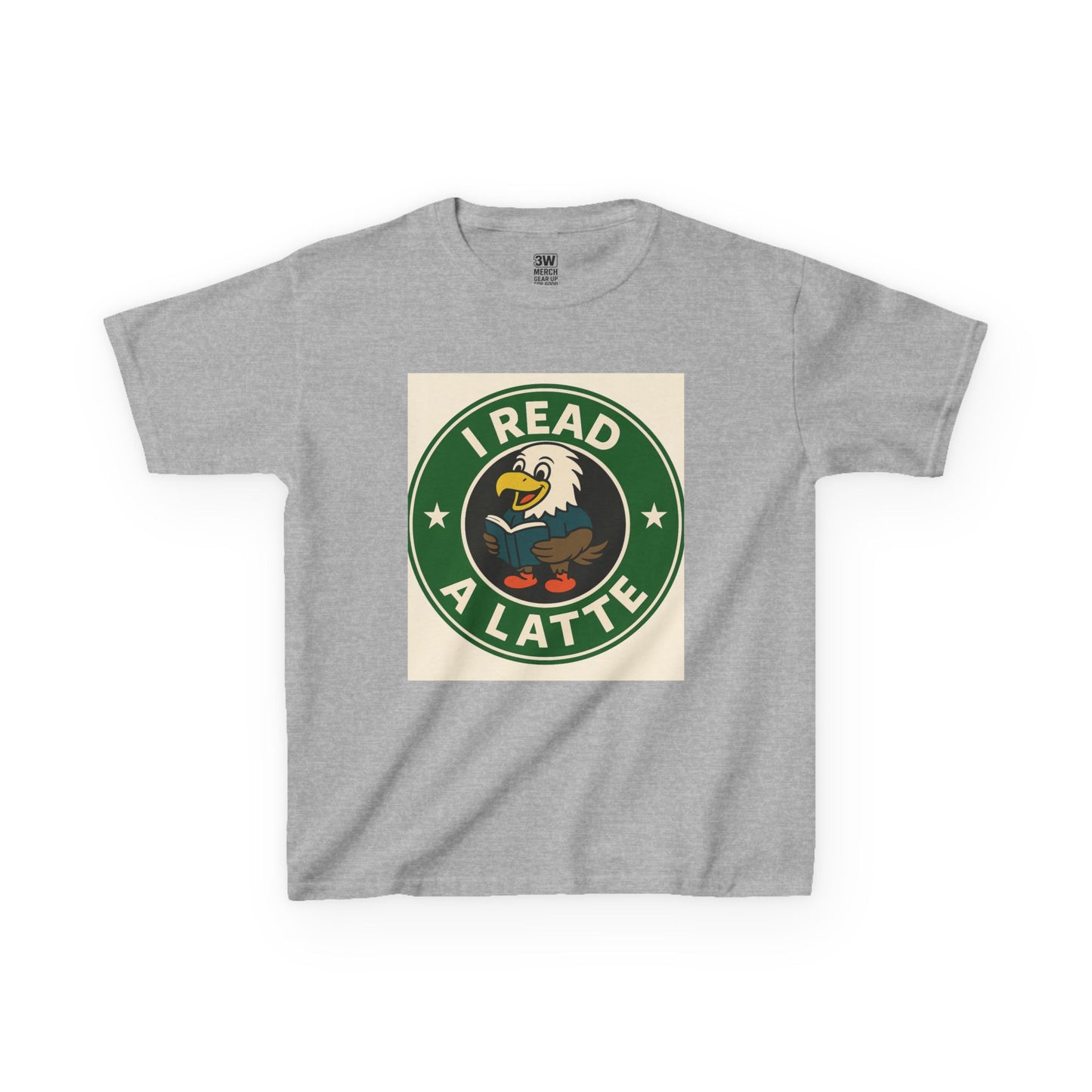 Funny Coffee Lover T-Shirt – “I Read A Latte” Bookworm Eagle Tee for Readers & Caffeine Fans