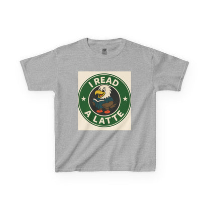Funny Coffee Lover T-Shirt – “I Read A Latte” Bookworm Eagle Tee for Readers & Caffeine Fans