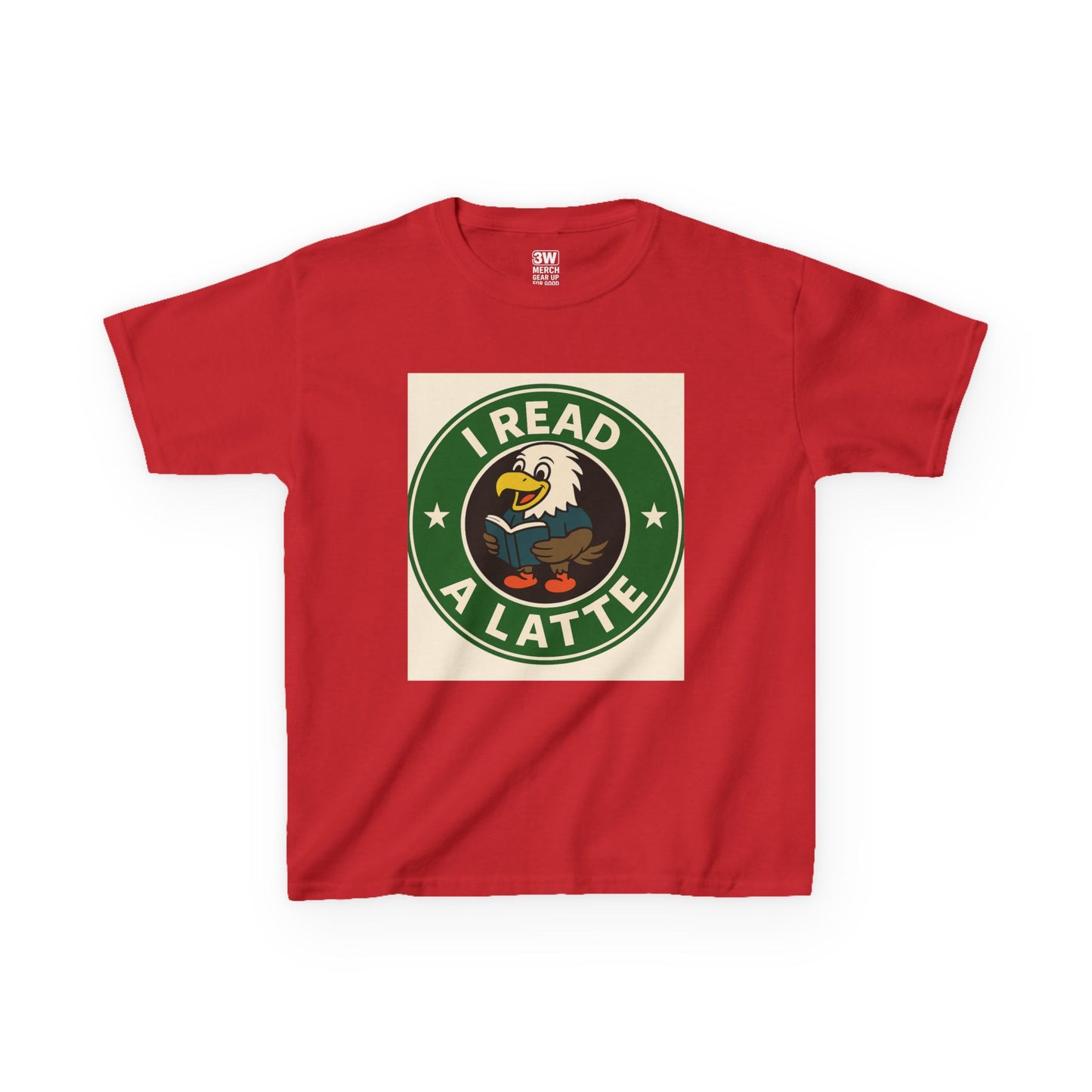 Funny Coffee Lover T-Shirt – “I Read A Latte” Bookworm Eagle Tee for Readers & Caffeine Fans