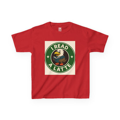 Funny Coffee Lover T-Shirt – “I Read A Latte” Bookworm Eagle Tee for Readers & Caffeine Fans