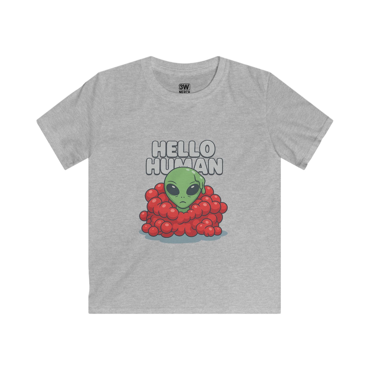 Hello Human Alien Halloween Shirt Spooky UFO Graphic Tee, Funny Sci Fi Costume Top, Creepy Cute Alien T-Shirt