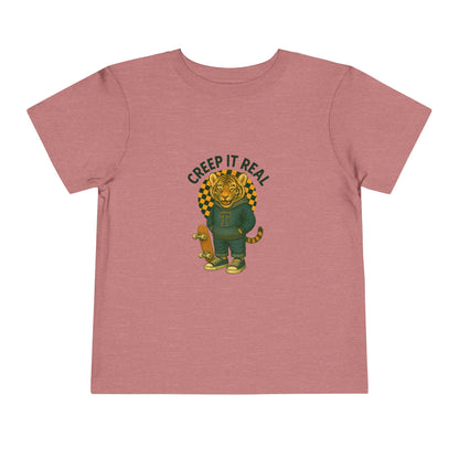 Cute Toddler Short Sleeve Tee with Tiger 'Creep It Real' Design, Kids' Summer Shirt, Halloween Outfit, Everyday Wear, Gift for Toddlers