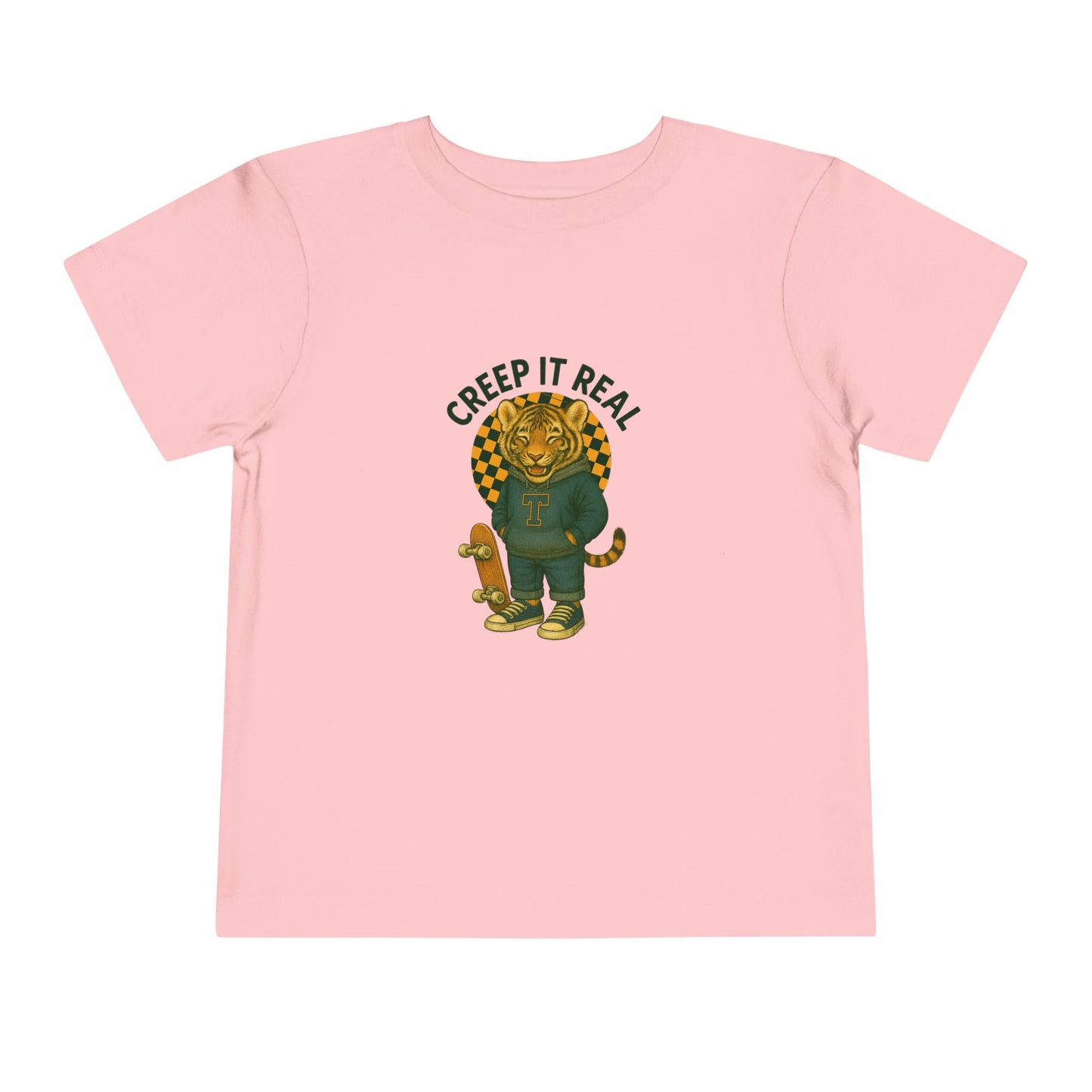 Cute Toddler Short Sleeve Tee with Tiger 'Creep It Real' Design, Kids' Summer Shirt, Halloween Outfit, Everyday Wear, Gift for Toddlers