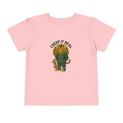 Cute Toddler Short Sleeve Tee with Tiger 'Creep It Real' Design, Kids' Summer Shirt, Halloween Outfit, Everyday Wear, Gift for Toddlers