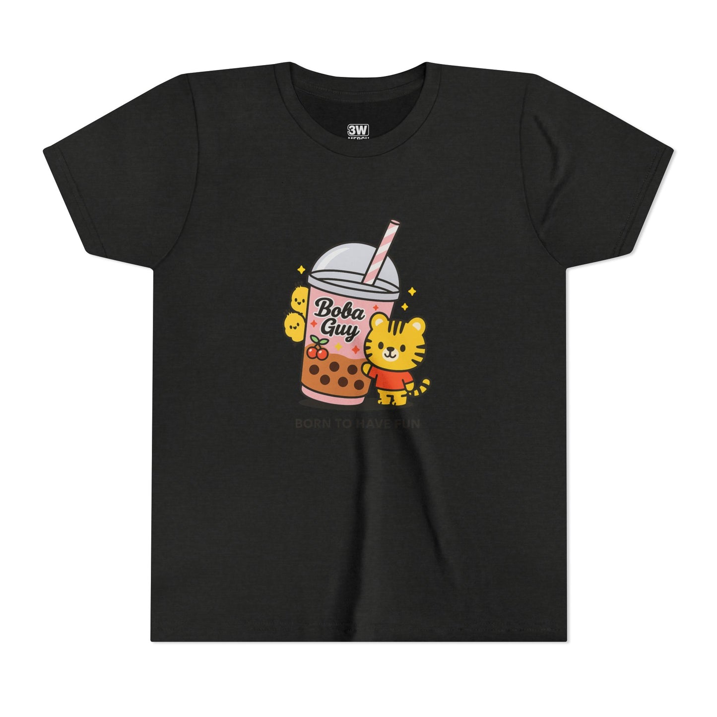 Kawaii Tiger Boba Tee – “Born to Have Fun” | Cute Boba Shirt | Y2K Kawaii Aesthetic | K-Pop Core Outfit | Bubble Tea Lover Gift | Trendy Graphic T-Shirt