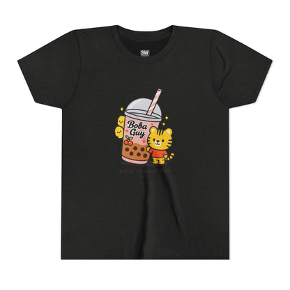 Kawaii Tiger Boba Tee – “Born to Have Fun” | Cute Boba Shirt | Y2K Kawaii Aesthetic | K-Pop Core Outfit | Bubble Tea Lover Gift | Trendy Graphic T-Shirt