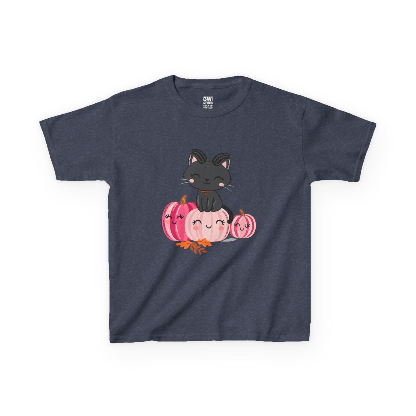 Kawaii Black Cat Pumpkin T-Shirt | Cute Spooky Fall Shirt | Halloween Aesthetic Tee | Pink Pumpkin Shirt | Cozy Autumn Outfit | Trending Gift for Cat Lovers