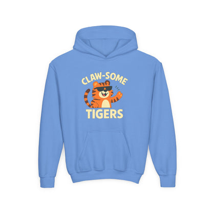 Claw-some Tigers Youth Hoodie, Fun Children's Sweatshirt, Cute Tiger Sweatshirt, Animal Lovers Gift, Perfect for Kids' Parties